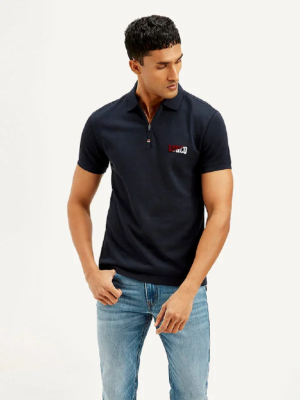 Men's fashion-forward activewear t-shirt-Men's Solid Slim Fit Polo T-shirt