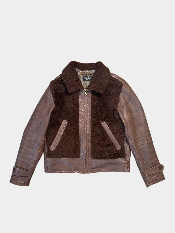 Men's modern jacket-Men's performance sports t-shirt-Shearling Leather Jacket