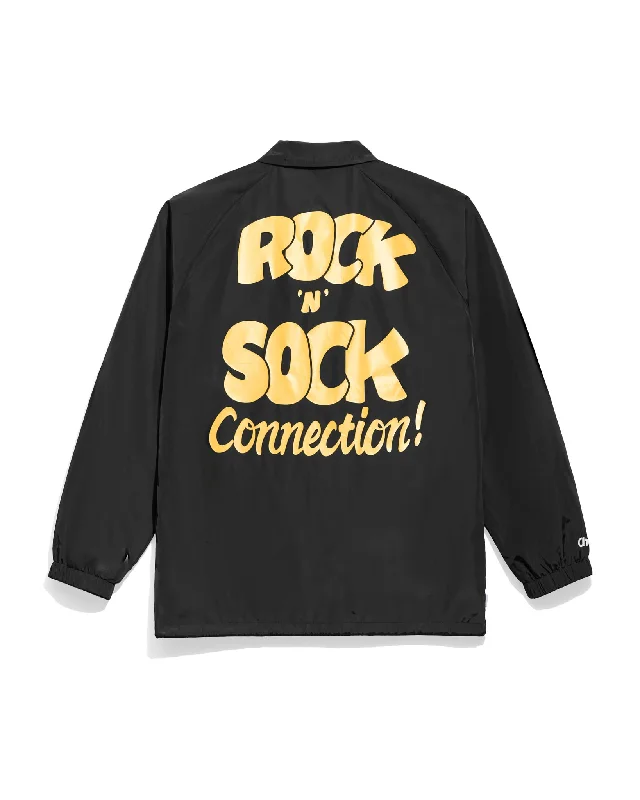 Men's varsity jacket-Men's performance sports t-shirt-Mankind Rock 'n' Sock Connection Coaches Jacket