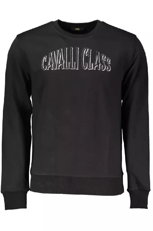 Men's high-performance sweatshirt-Men's high-performance workout t-shirt-Cavalli Class Sophisticated Embroide  Men's Sweater