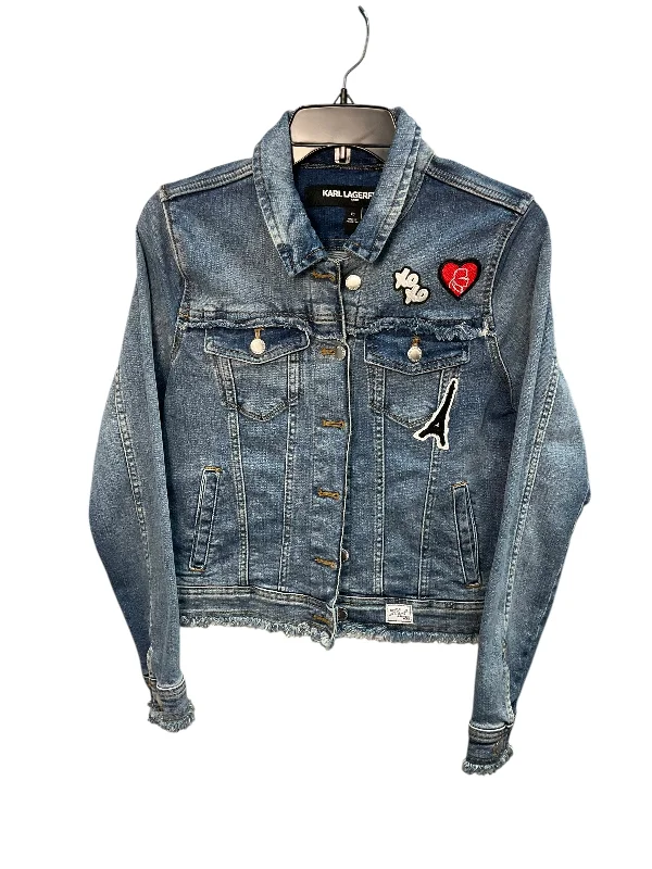 Men's single-breasted jacket-Men's fashion-forward activewear t-shirt-Jacket Denim By Karl Lagerfeld In Denim, Size: Xs