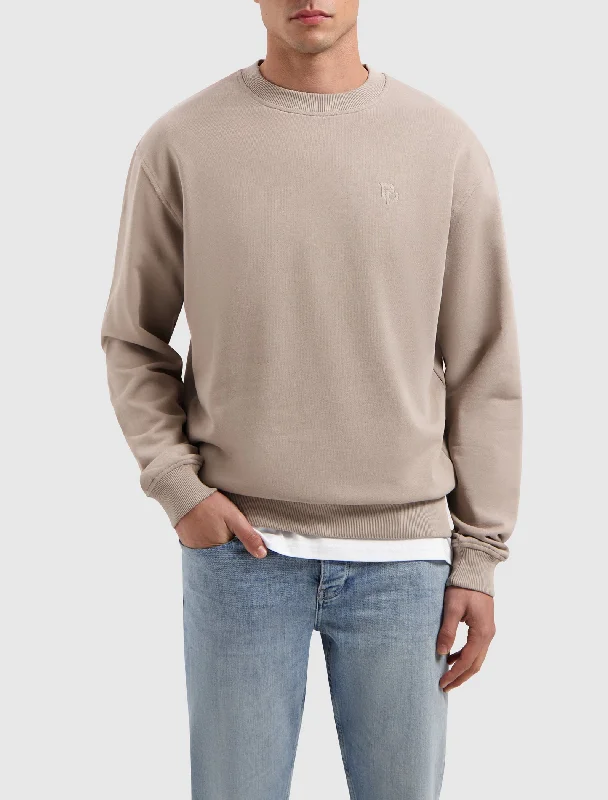 Men's easy-care sweater-Men's performance sports t-shirt-Essential Initials Sweater | Taupe