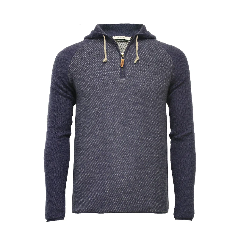 Men's party sweater-Men's quick-dry athletic t-shirt-Cashmere Hooded Sweater in Diagonal Stitch Zipper Nowa