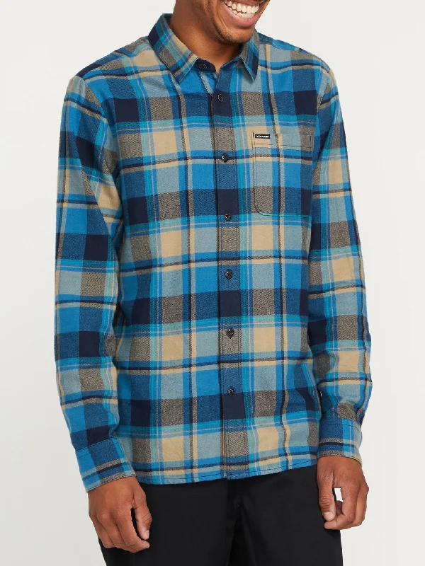 Men's summer shirt-Men's durable sports t-shirt-Caden Plaid Long Sleeve Shirt - Navy