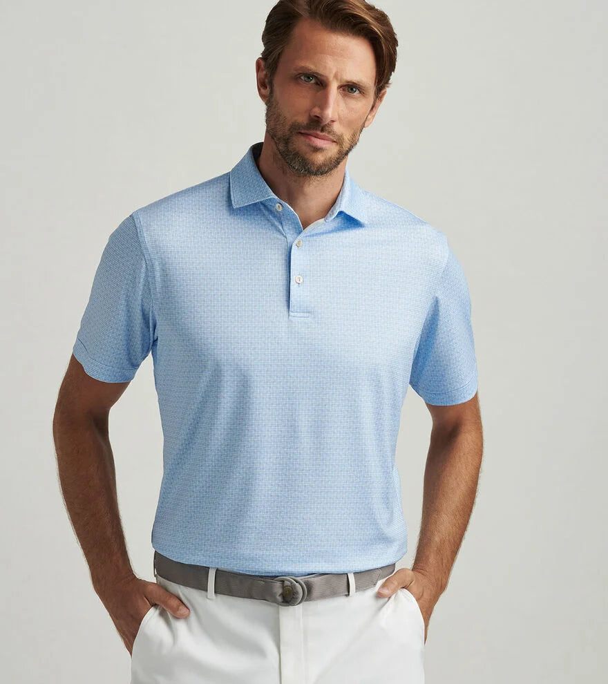 Men's breathable sports polo shirt-Men's eco-friendly gym t-shirt-Peter Millar Men's Vega Performance Jersey Polo Shirt - Cottage Blue