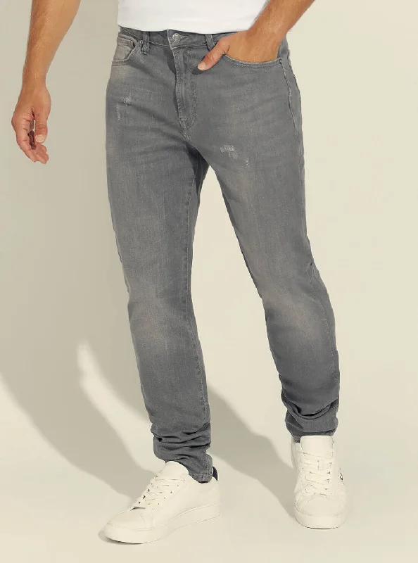 Men's vintage pants-Men's gym performance t-shirt-Mid-Rise Slim Tapered Drake Denim Jeans in Grey Supra Wash