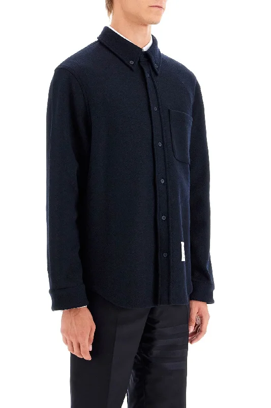 Men's all-season jacket-Men's relaxed fit performance t-shirt-Thom Browne Herringbone Wool Blend Overshirt