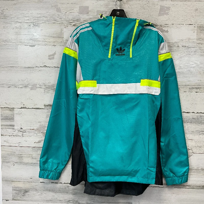 Men's double-breasted jacket-Men's versatile fitness t-shirt-Jacket Windbreaker By Adidas In Aqua, Size: M