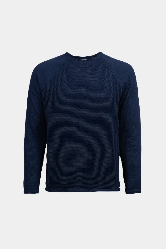 Men's turtleneck sweater-Men's relaxed fit performance t-shirt-Navy Raglan Sweater