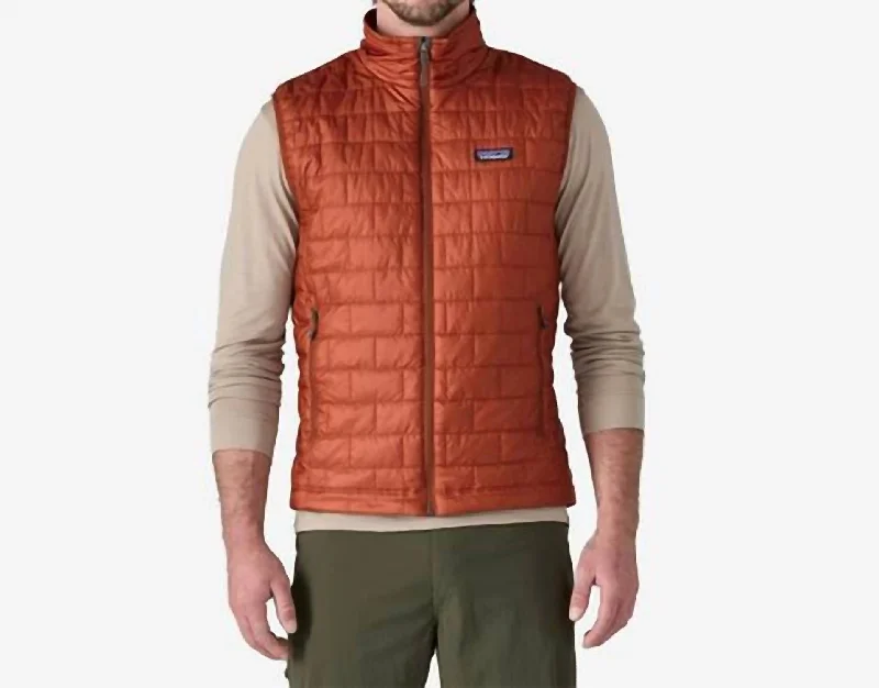 Men's corduroy jacket-Men's lightweight athletic wear t-shirt-Nanopuff Vest In Burnished Red