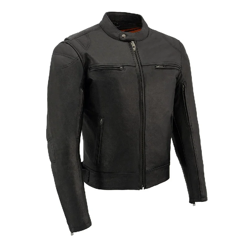 Men's everyday jacket-Men's ultra-breathable gym t-shirt-Milwaukee Leather MLM1560 Men's Black Long Body and Vented Motorcycle Leather Jacket