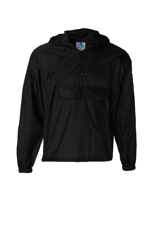 Men's pea coat-Men's organic athletic t-shirt-Augusta Sportswear Mens Water Resistant Packable 1/4 Zip Hooded Jacket - Black