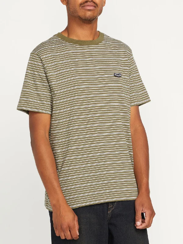 Men's seasonal shirt-Men's performance sports t-shirt-Static Stripe Crew Short Sleeve Shirt - Old Mill