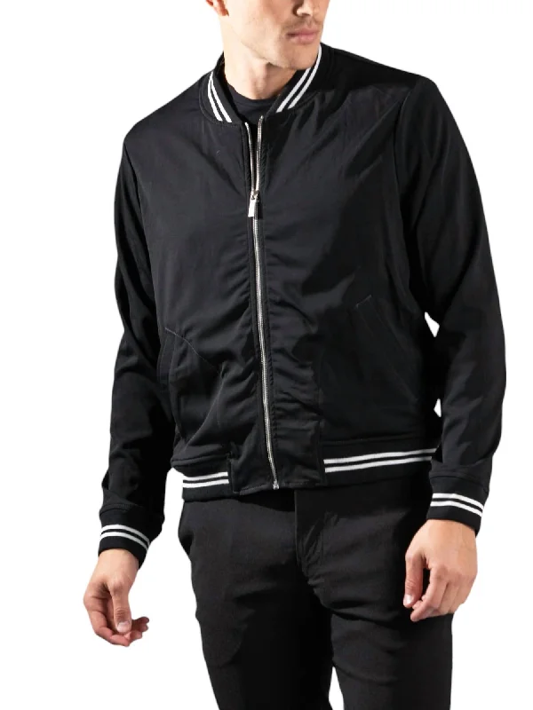 Men's cropped jacket-Men's high-performance workout t-shirt-Maverick Bomber Jacket In Noir