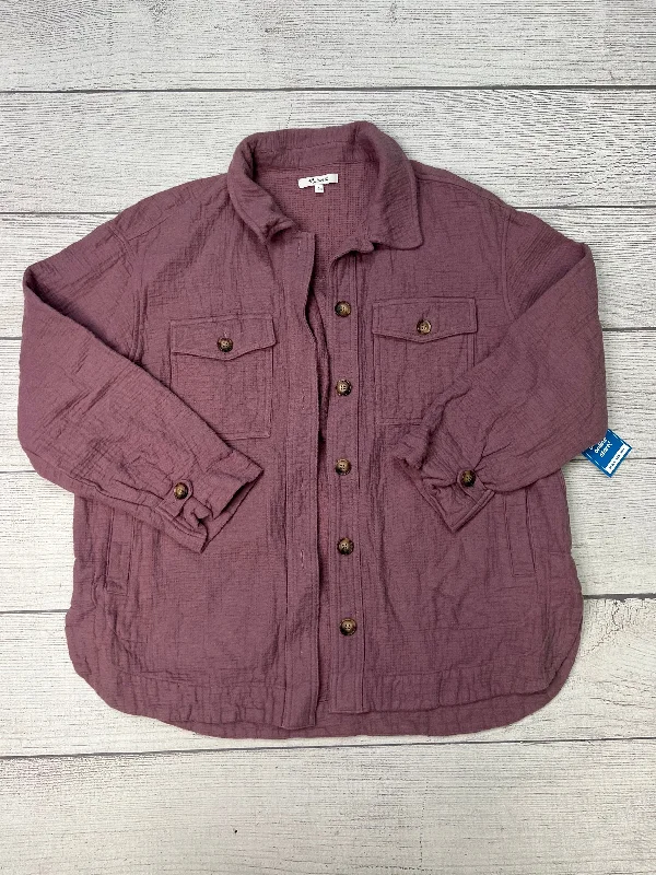 Men's hooded jacket-Men's versatile fitness t-shirt-Jacket Shirt By Madewell In Purple, Size: L