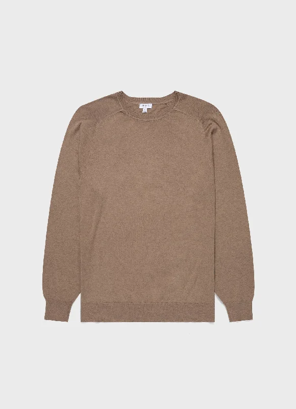 Men's uniform knit-Men's relaxed fit performance t-shirt-Men's Sea Island Cashmere Crew Neck Jumper in Oat