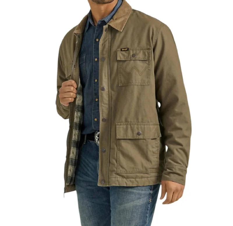 Men's travel jacket-Men's summer fitness t-shirt-Lined Barn Coat In Mountainview