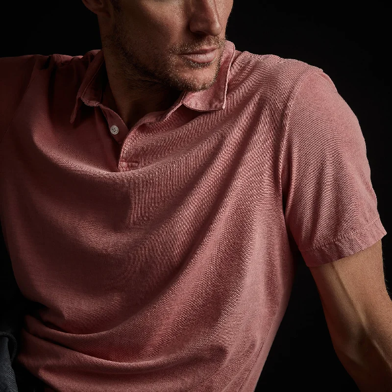 Men's versatile office polo shirt-Men's weatherproof athletic wear t-shirt-Sueded Jersey Polo - Strawberry Pigment