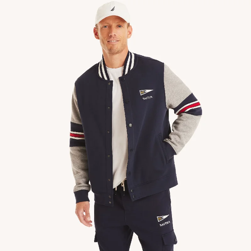 Men's field jacket-Men's ultra-breathable gym t-shirt-Nautica Mens Fleece Bomber Jacket