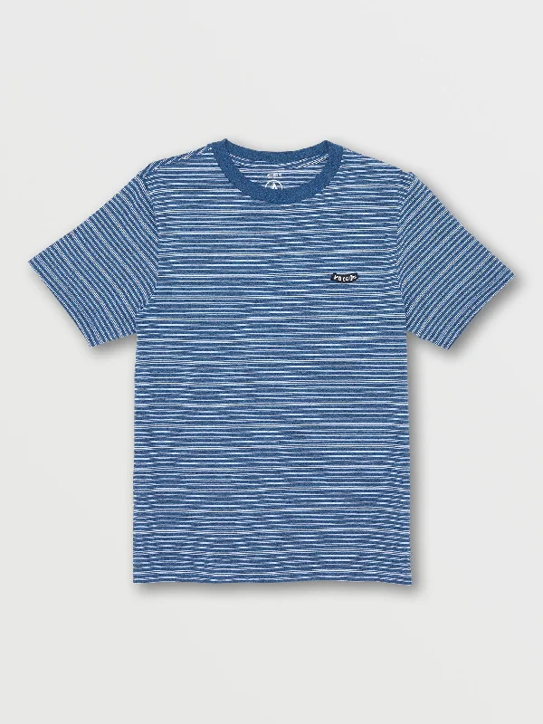 Men's winter shirt-Men's organic athletic t-shirt-Static Stripe Crew Short Sleeve Shirt - Aged Indigo