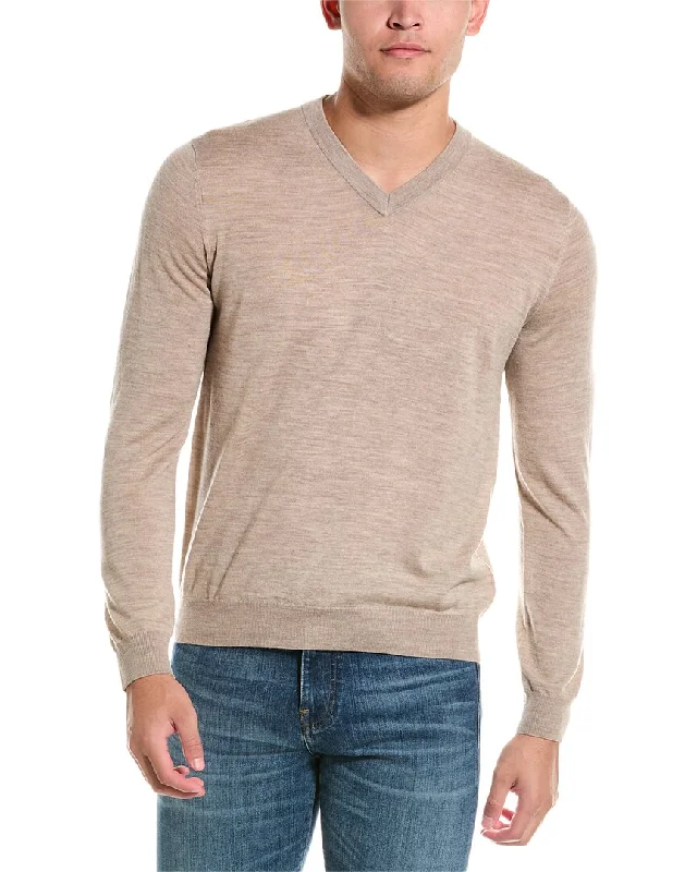 Men's designer sweatshirt-Men's sustainable athletic t-shirt-Bruno Magli Wool V-Neck Sweater