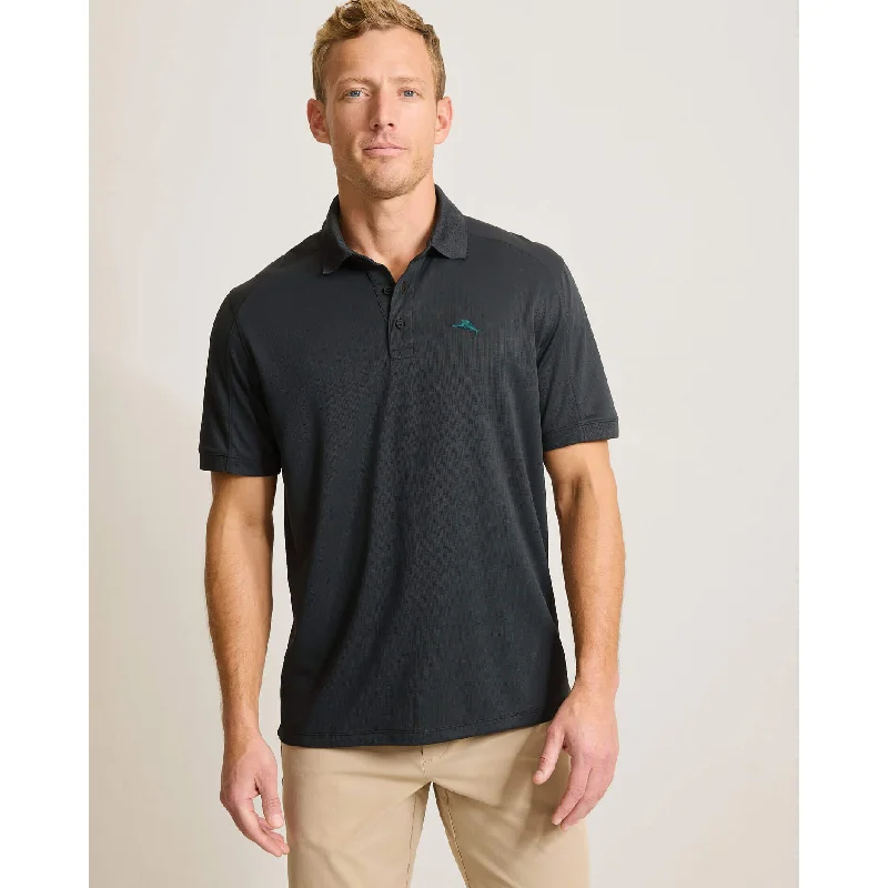 Men's sustainable travel polo shirt-Men's summer fitness t-shirt-Tommy Bahama Men's IslandZone Tropic Driver Polo Shirt - Black