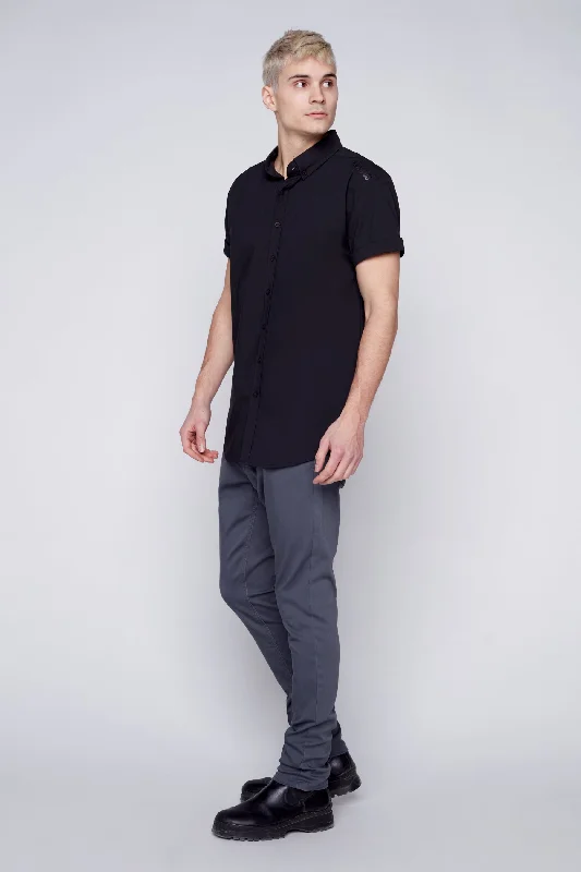 Men's formal pants-Men's versatile fitness t-shirt-Deluxe 5 Pocket Slim Fit Pants - Dark Grey