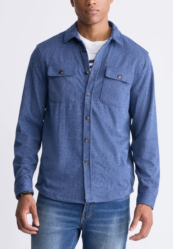 Men's flannel shirt-Men's fashion-forward activewear t-shirt-Sigge Men's Blanket Shirt in Blue - BM24307