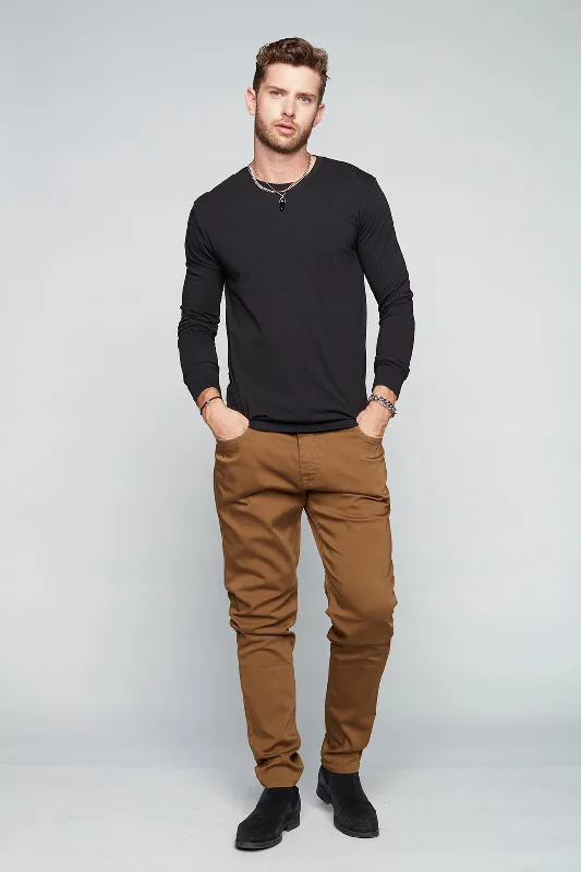 Men's pleated pants-Men's sustainable athletic t-shirt-Deluxe 5 Pocket Slim Fit Pants - Tobacco