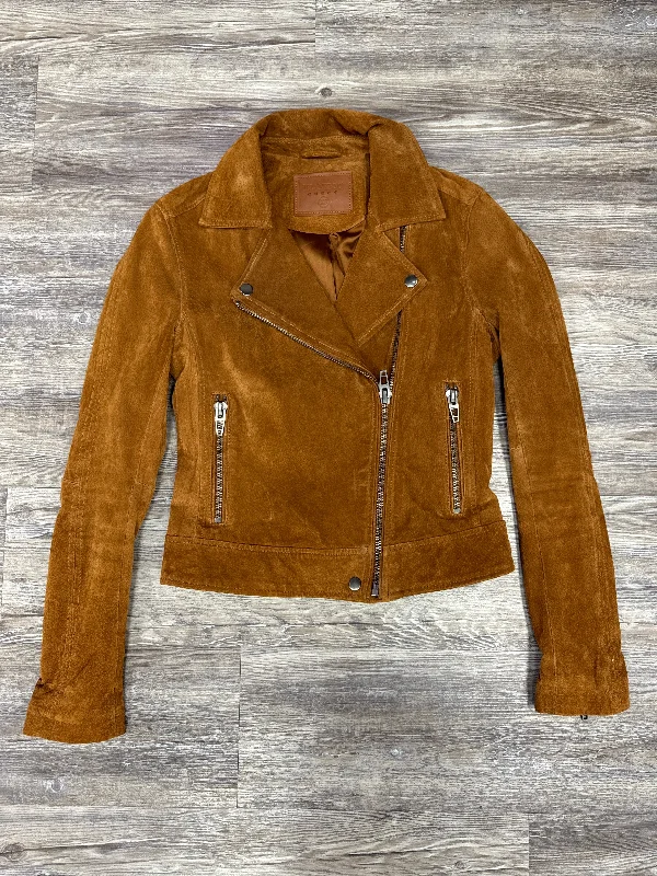 Men's stand collar jacket-Men's casual athletic wear t-shirt-Jacket Leather By Blanknyc In Brown, Size: Xs