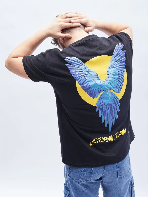 Men's relaxed fit performance t-shirt-Black Macaw Oversized Tshirt