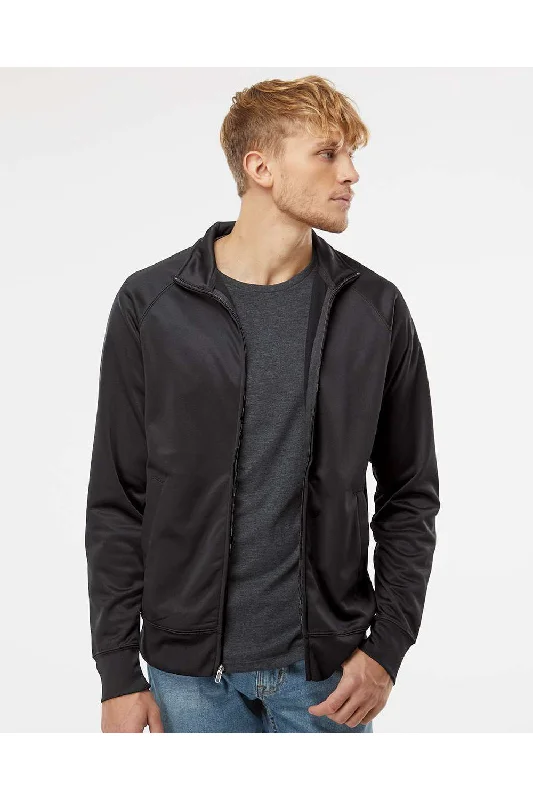 Men's classic jacket-Men's tech fabric workout wear t-shirt-Independent Trading Co. Mens Poly Tech Full Zip Track Jacket - Black