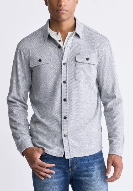 Men's linen shirt-Men's gym performance t-shirt-Sigge Men's Blanket Shirt in Grey - BM24307