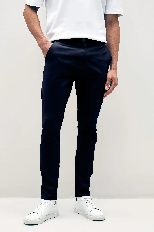 Men's cropped pants-Men's sustainable athletic t-shirt-Beckett premium stretch chino pant in Navy