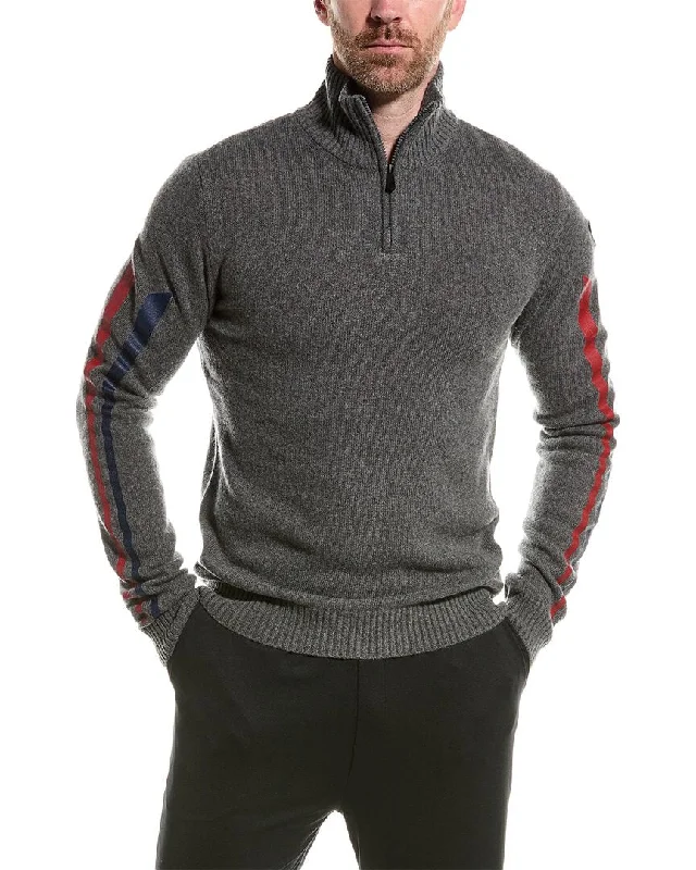 Men's winter sweatshirt-Men's relaxed fit performance t-shirt-Rossignol Signature Sleeve Wool & Cashmere-Blend 1/4-Zip Sweater