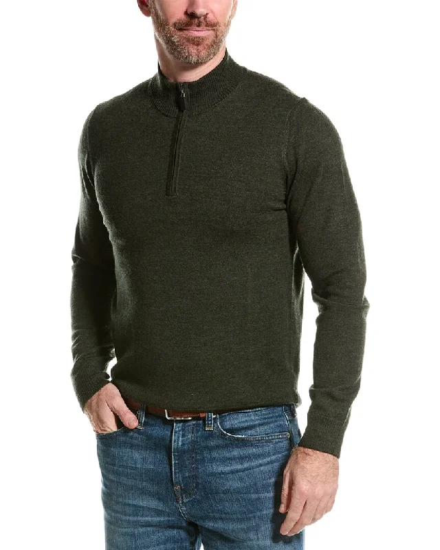 Men's timeless sweatshirt-Men's modern fitness t-shirt-Mette mens  Merino Wool Mock 1/4-Zip Sweater, XXL, Green