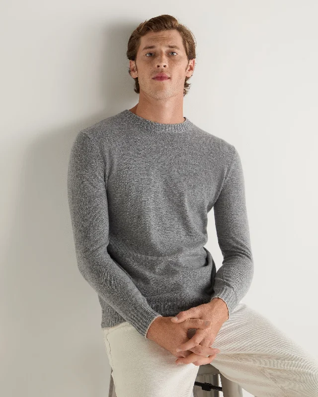 Men's reversible sweater-Men's high-performance workout t-shirt-Men's Shoreditch Round Neck Cashmere Sweater Flannel Grey