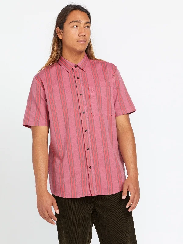 Men's night out shirt-Men's summer fitness t-shirt-Newbar Stripe Short Sleeve Shirt - Washed Ruby