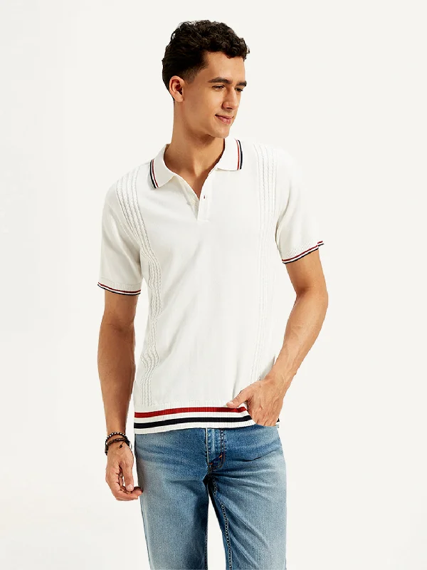 Men's quick-dry athletic t-shirt-Men's Striped Slim Fit Polo T-Shirt