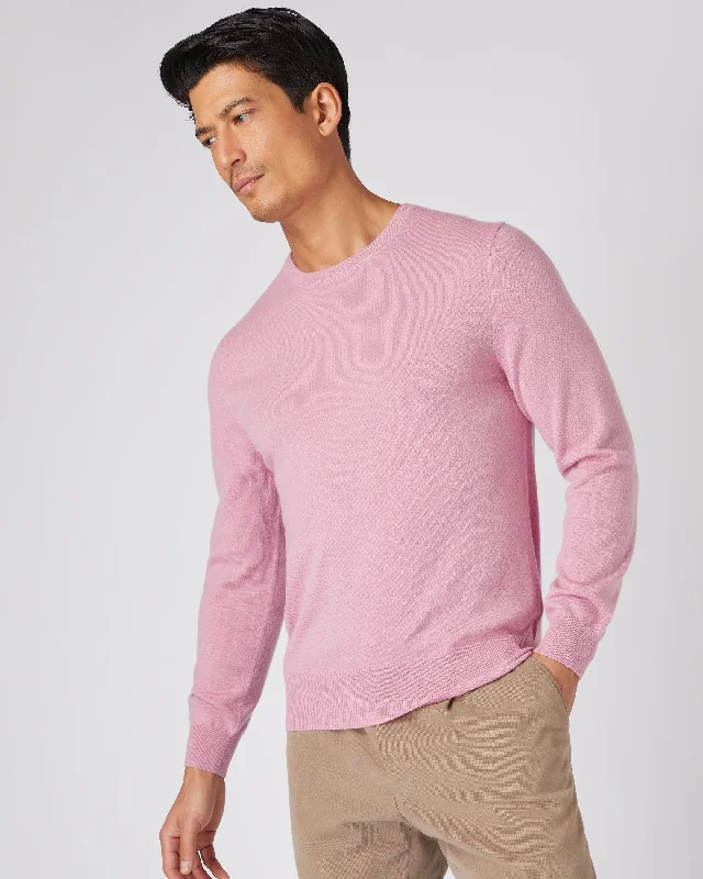 Men's value sweater-Men's workout-ready athletic t-shirt-Men's The Oxford Round Neck Cashmere Sweater Burano Pink