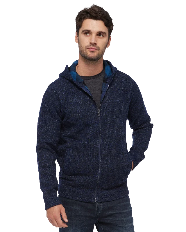 Men's basic sweater-Men's comfortable exercise t-shirt-RHINELAND FLEECE-LINED FULL-ZIP HOODED SWEATER