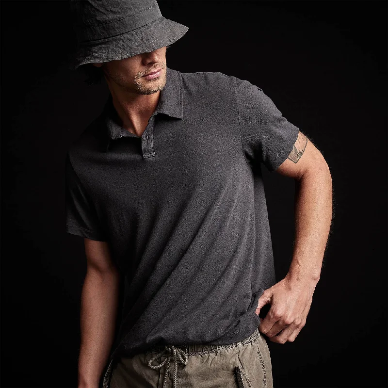 Men's summer travel polo shirt-Men's sustainable athletic t-shirt-Soft Slub Jersey Short Sleeve Polo - Magma