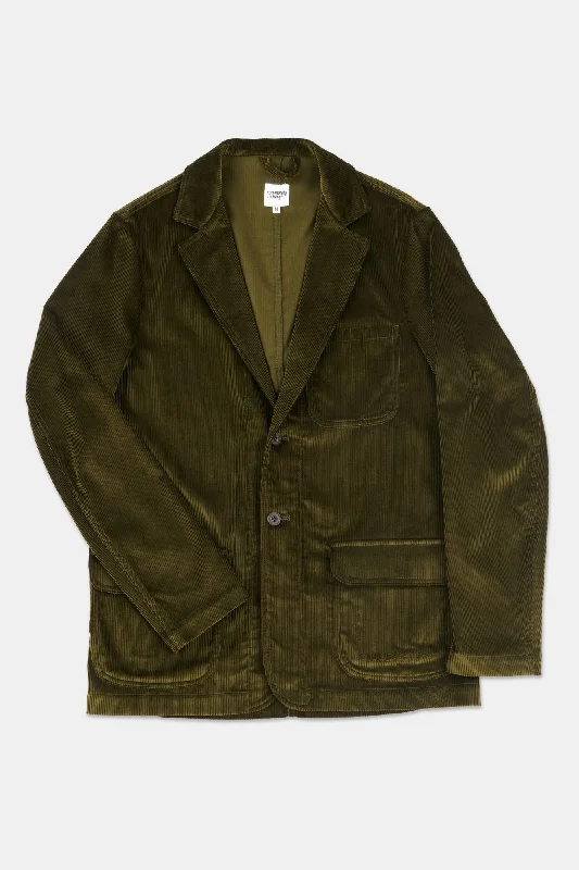 Men's work jacket-Men's modern fitness t-shirt-Men's James Single Breasted Corduroy Blazer - Olive