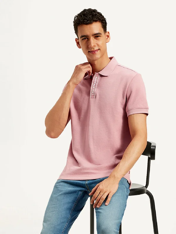 Men's casual athletic wear t-shirt-Men's Solid Slim Fit Polo T-Shirt