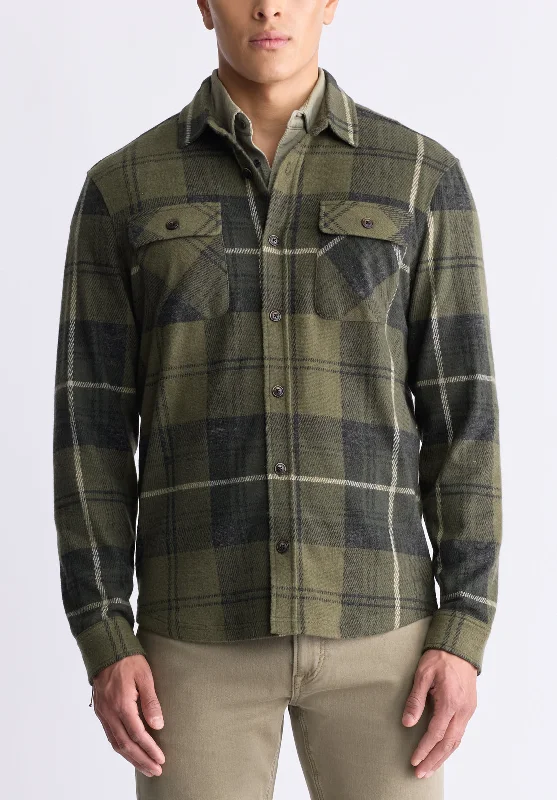 Men's formal shirt-Men's weatherproof athletic wear t-shirt-Samme Men's Plaid Blanket Shirt, Fern Green - BM24461