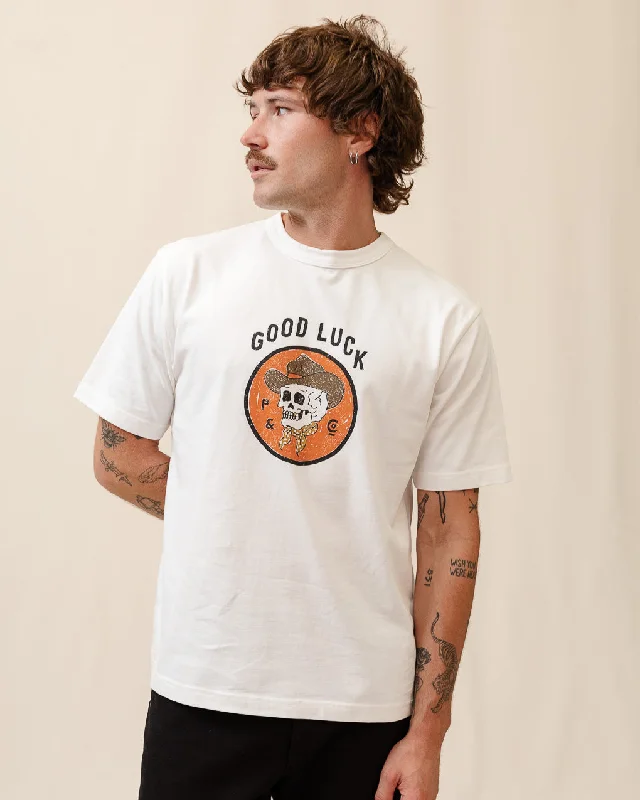 Men's fashion-forward activewear t-shirt-Good Luck T-Shirt - Off White