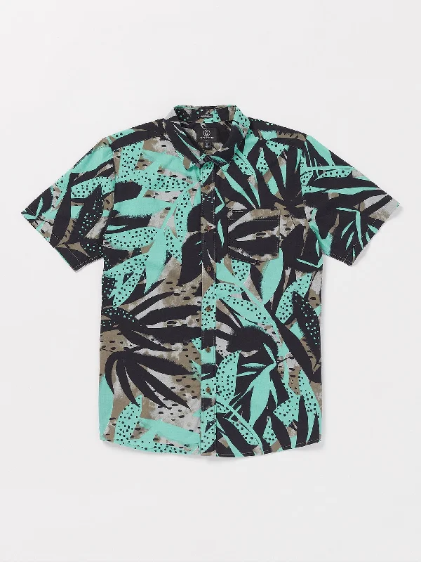 Men's fitted shirt-Men's versatile fitness t-shirt-Waterside Floral Short Sleeve Shirt - Dusty Aqua