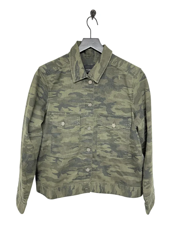 Men's utility jacket-Men's gym performance t-shirt-Jacket Denim By Liverpool In Camouflage Print, Size: L