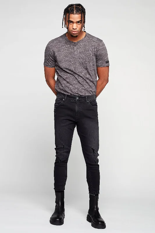 Men's lounge pants-Men's breathable performance t-shirt-5 Pocket Cropped Slim Fit Pants - Vintage Black