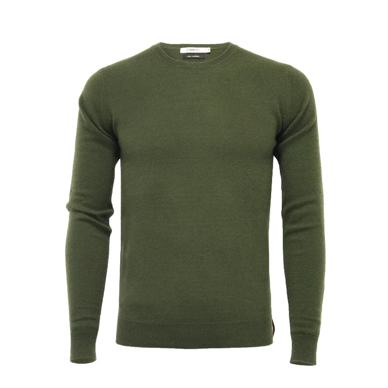 Men's performance pullover-Men's gym performance t-shirt-Hunting Green Cashmere Crew Neck Sweater